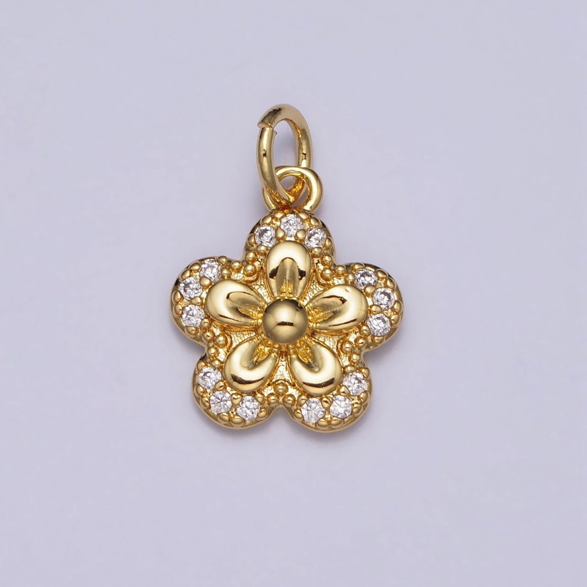 Clear Micro Paved CZ Blooming Daisy Flower Gold Add-On Charm | AC202