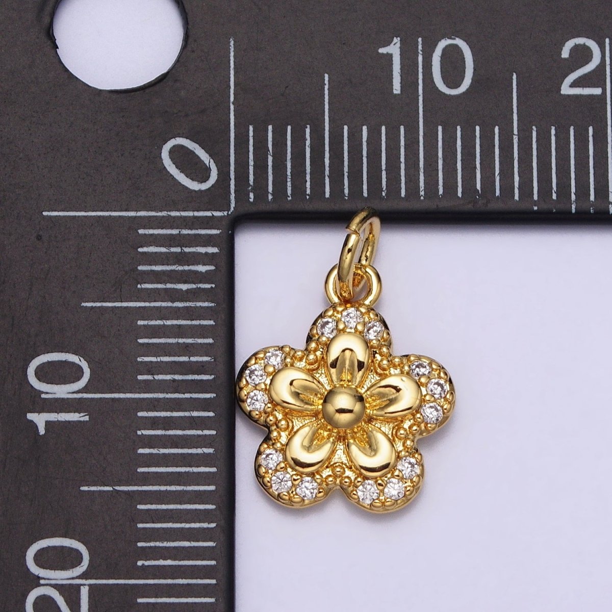 Clear Micro Paved CZ Blooming Daisy Flower Gold Add-On Charm | AC202