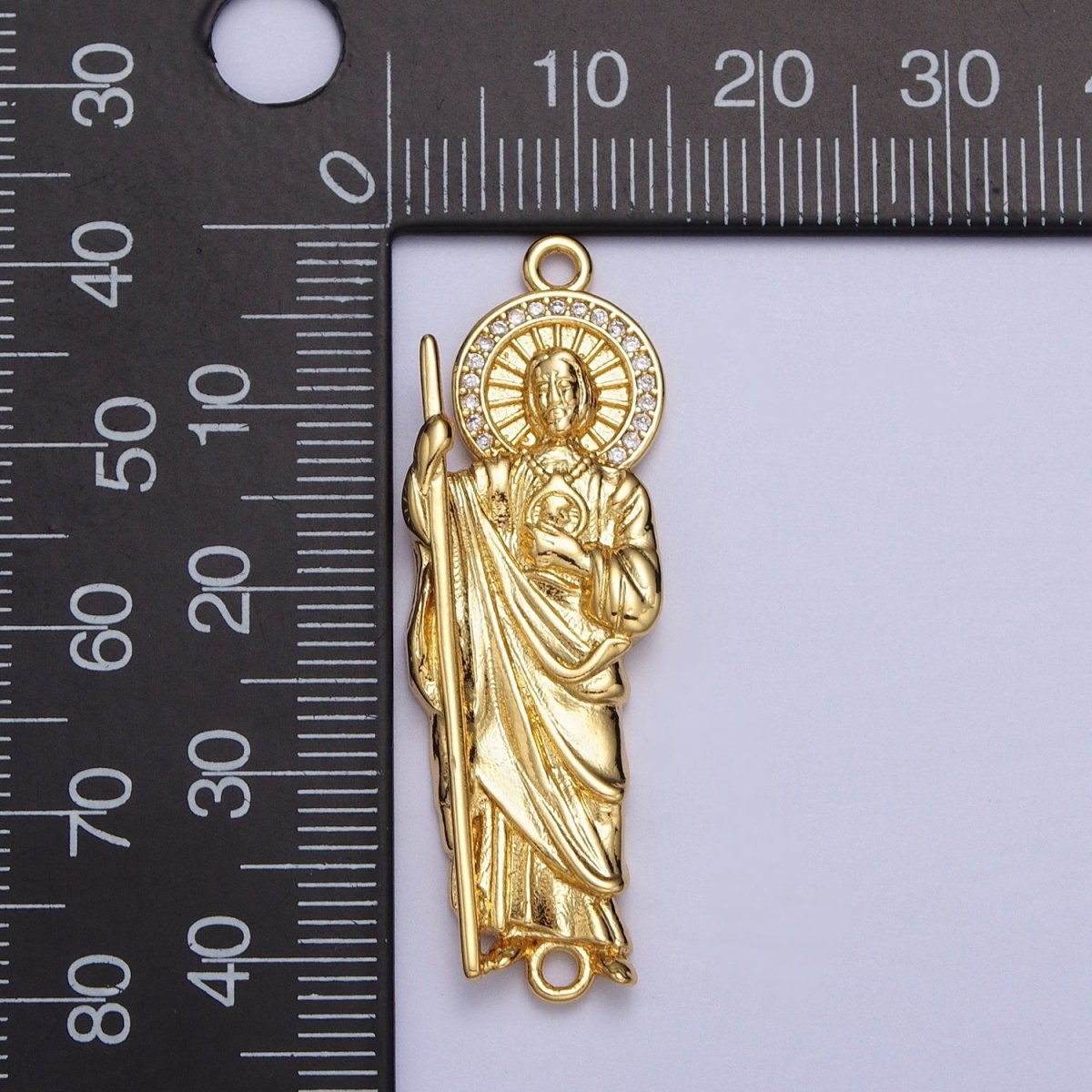 Clear Micro Paved CZ Grandiosa Cadena de San Judas Saint Judas Connector | Y-673