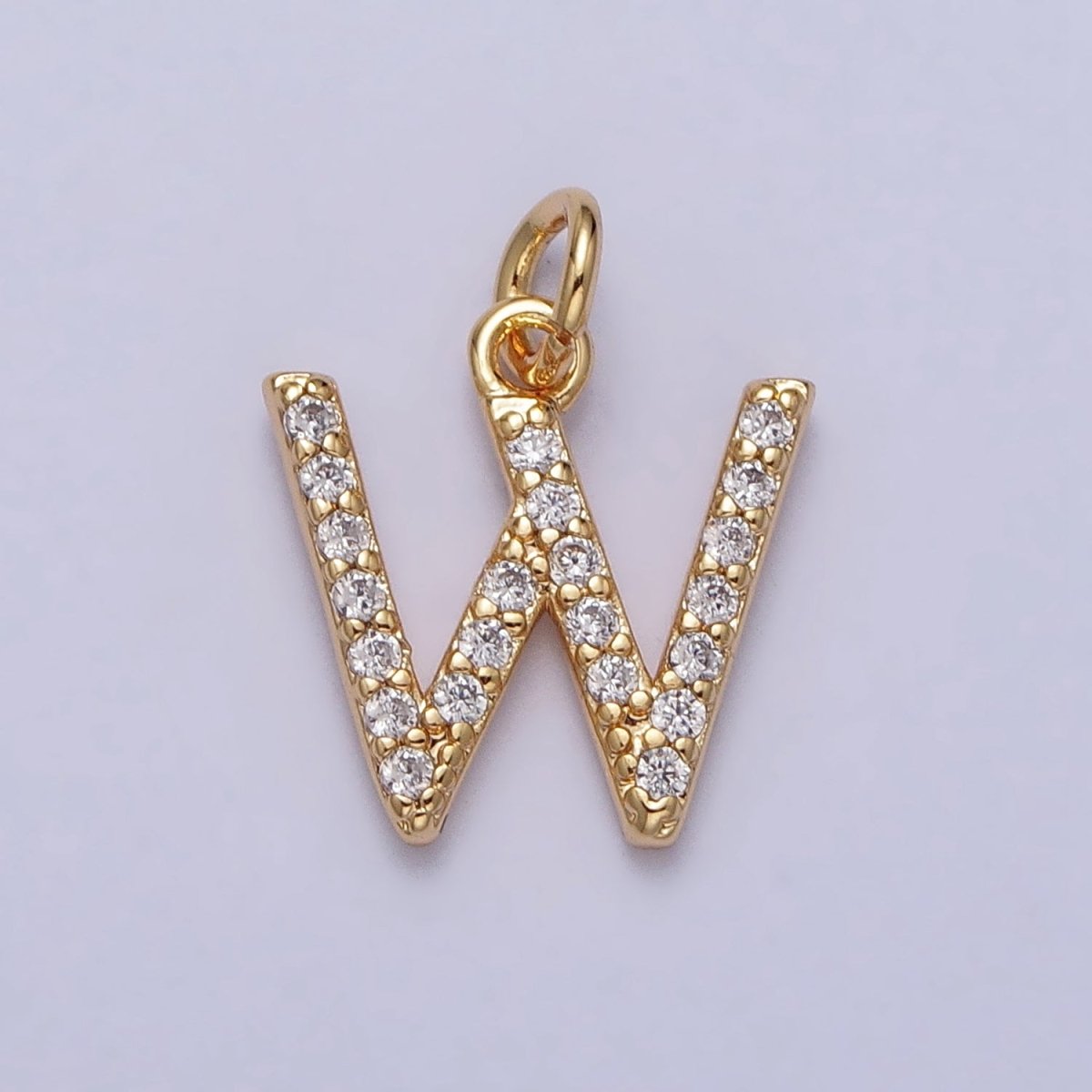 Clear Micro Paved CZ Initial Alphabet Letter Gold Personalized Charm  | A-520-A-532