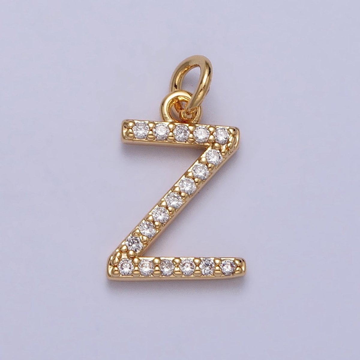 Clear Micro Paved CZ Initial Alphabet Letter Gold Personalized Charm  | A-520-A-532