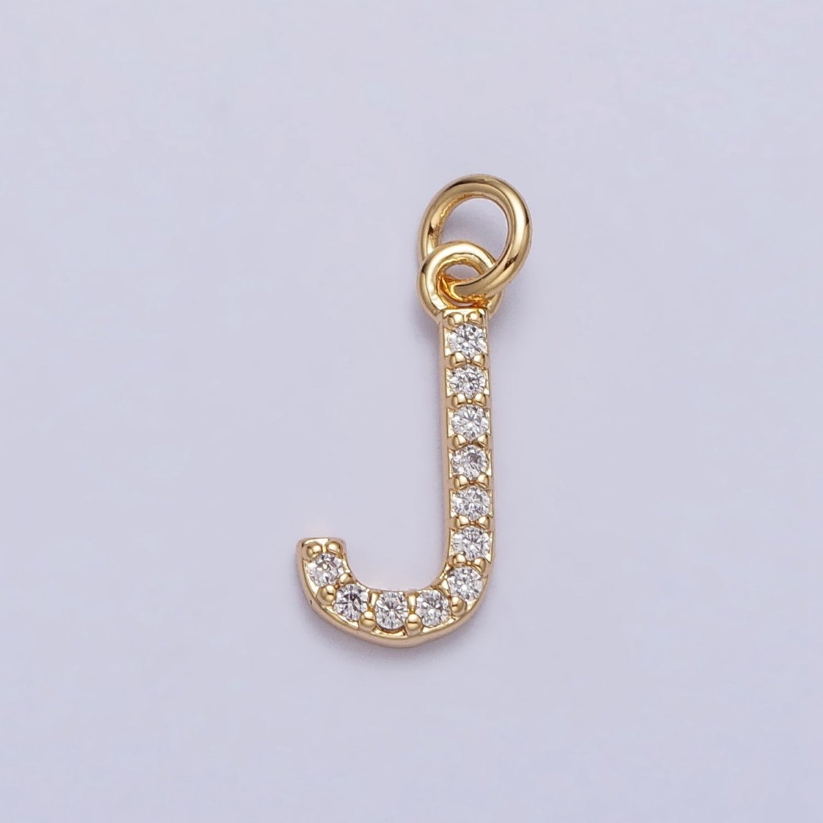 Clear Micro Paved CZ Initial Alphabet Letter Gold Personalized Charm  | A-520-A-532