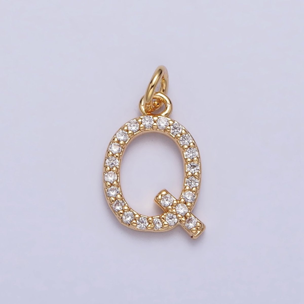 Clear Micro Paved CZ Initial Alphabet Letter Gold Personalized Charm  | A-520-A-532