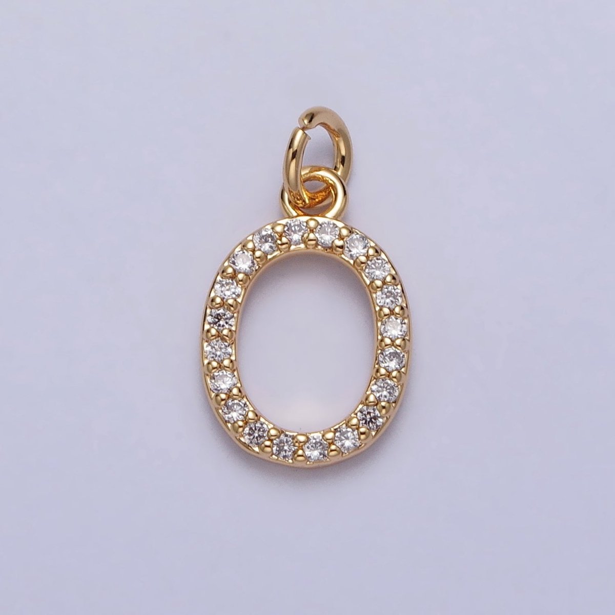 Clear Micro Paved CZ Initial Alphabet Letter Gold Personalized Charm  | A-520-A-532