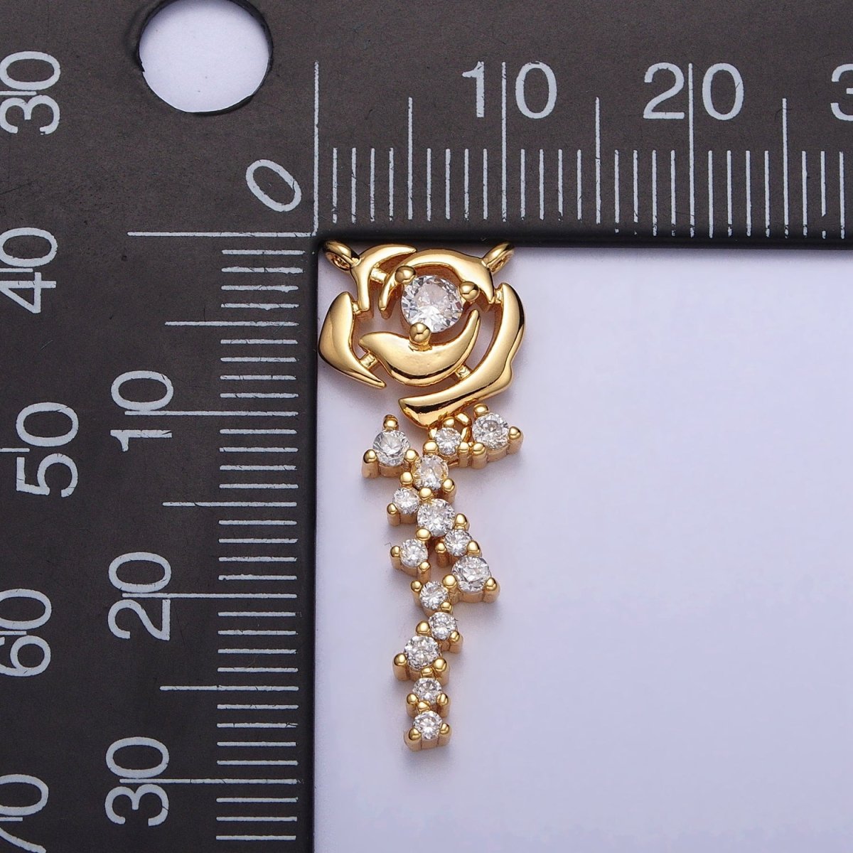 Clear Micro Paved CZ Rose June's Birth Flower Link Connector | Y-708