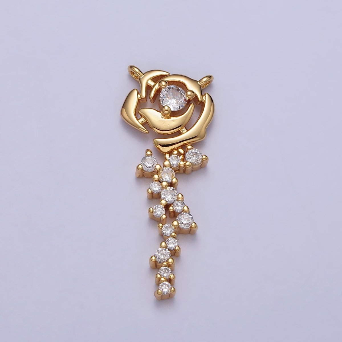 Clear Micro Paved CZ Rose June's Birth Flower Link Connector | Y-708