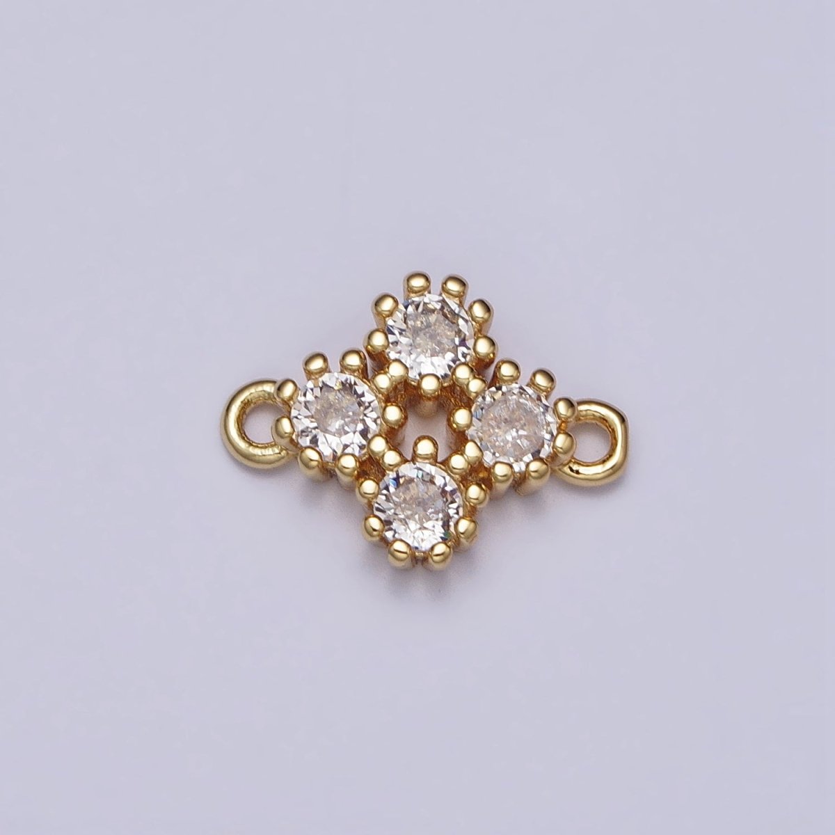 Clear Round CZ Quatrefoil Minimalist Connector | Y-781