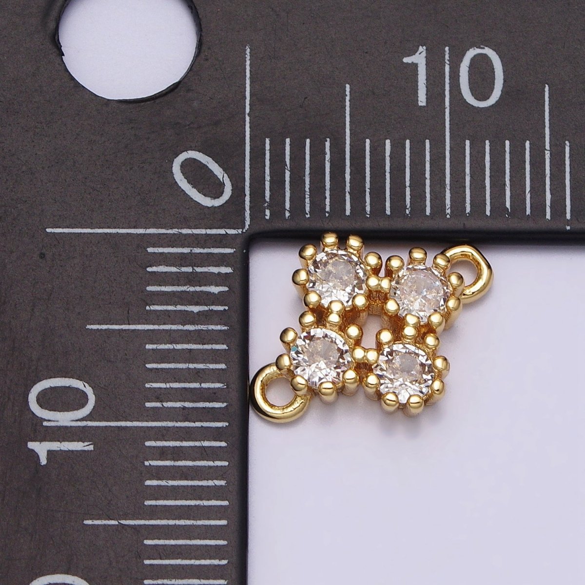 Clear Round CZ Quatrefoil Minimalist Connector | Y-781