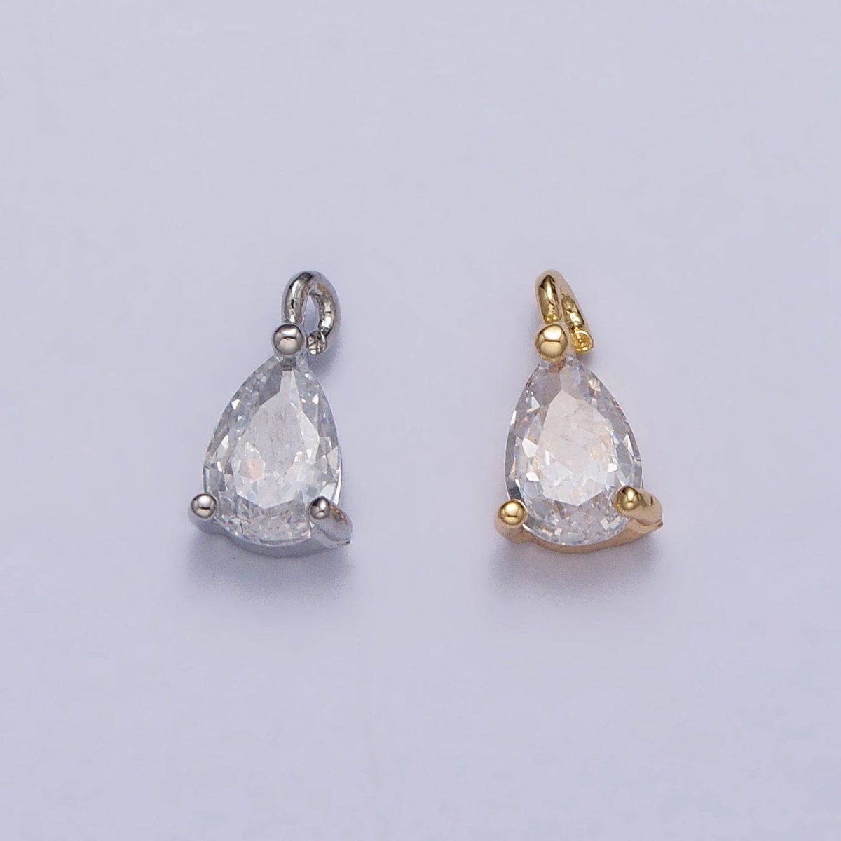 Clear Teardrop CZ Minimalist Add-On Charm in Gold & Silver | AC125