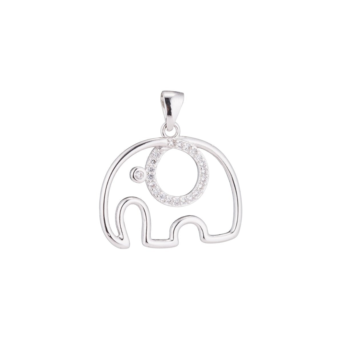 Clearance! Cute 24K Elephant Pave Cubic Zirconia Crystal Pendant for DIY Necklace H-202