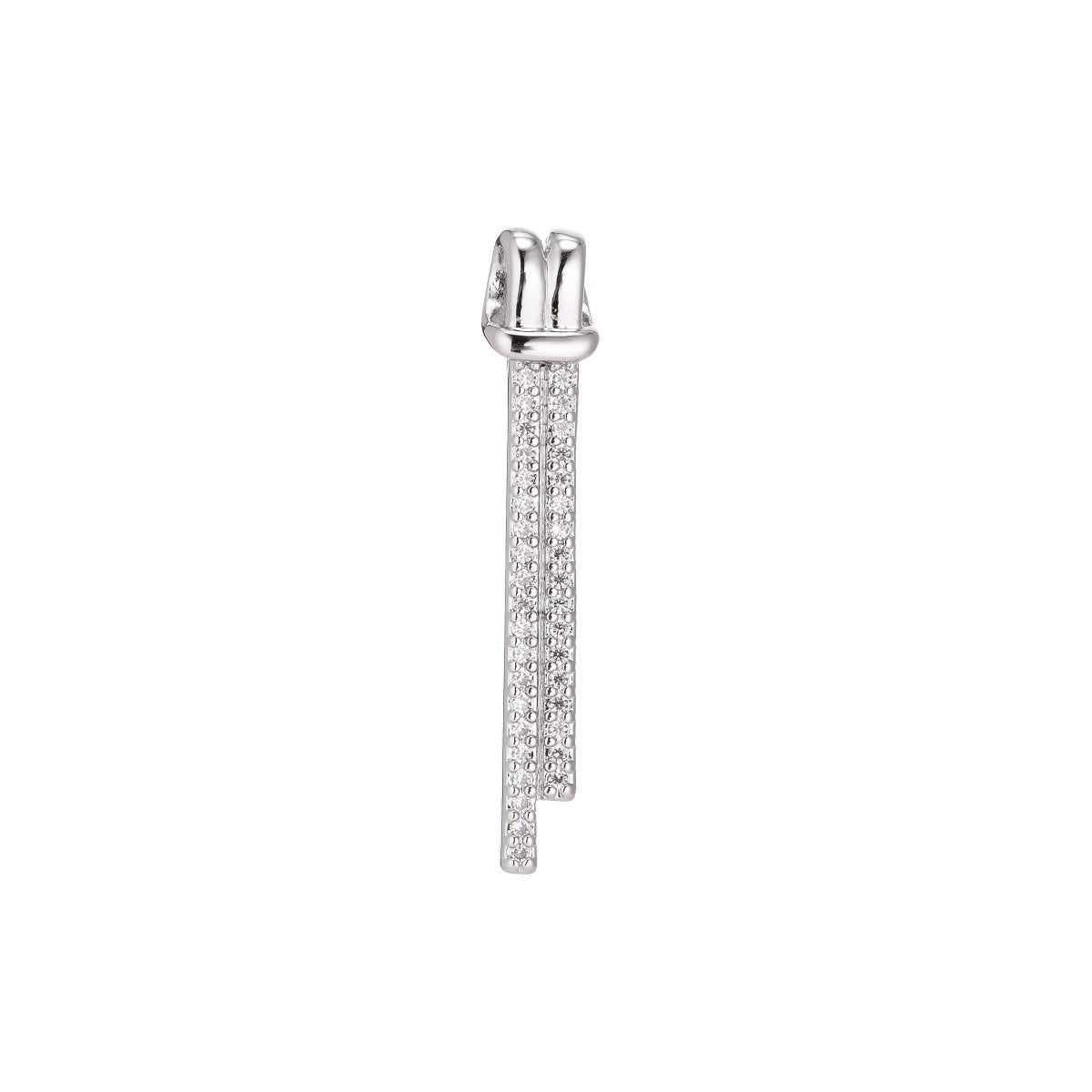Clearance! 24K Gold Filled Knot Micro Paved CZ Linear Charm in Gold & Silver | H936