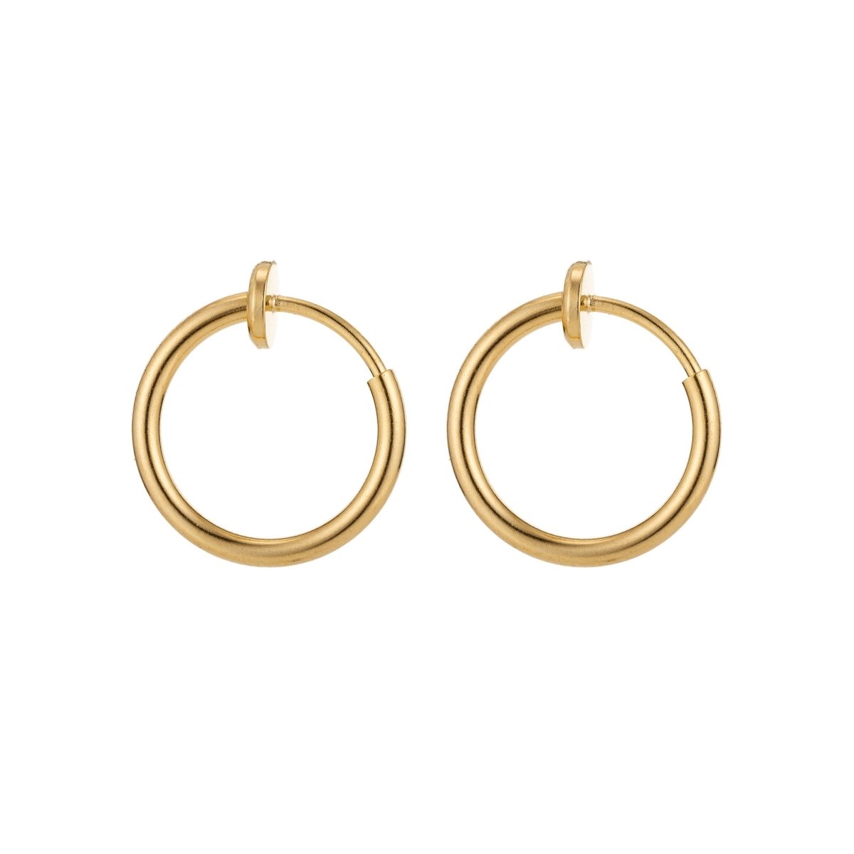 Clip On Earrings Gold Filled / White Gold Earring 12mm No Piercing Hoop Small Spring Clip on Earrings Ear Cuff One Touch open link L-508~L-511