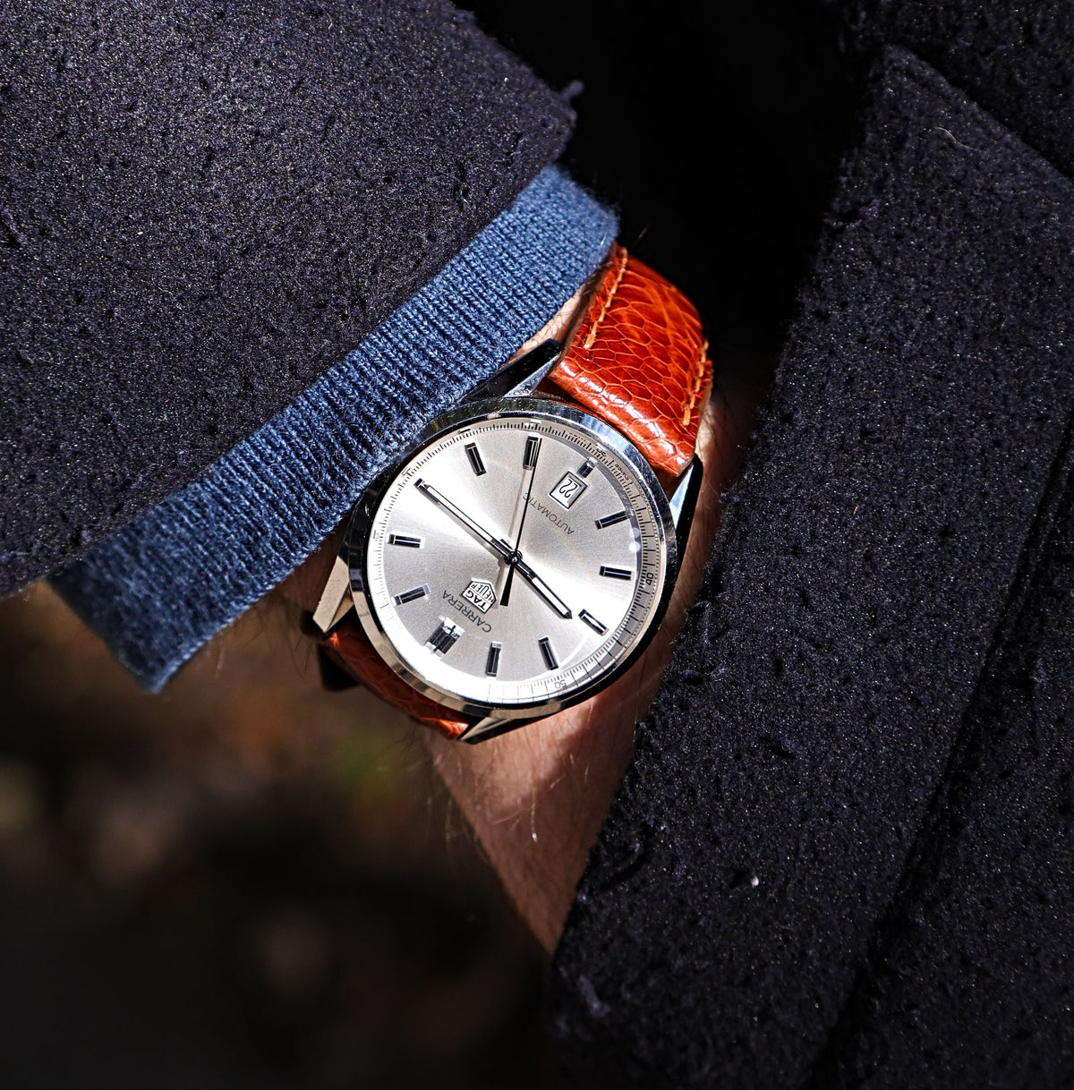 Cognac Brown Bespoke Ostrich Shin Leather Watch Strap 22mm
