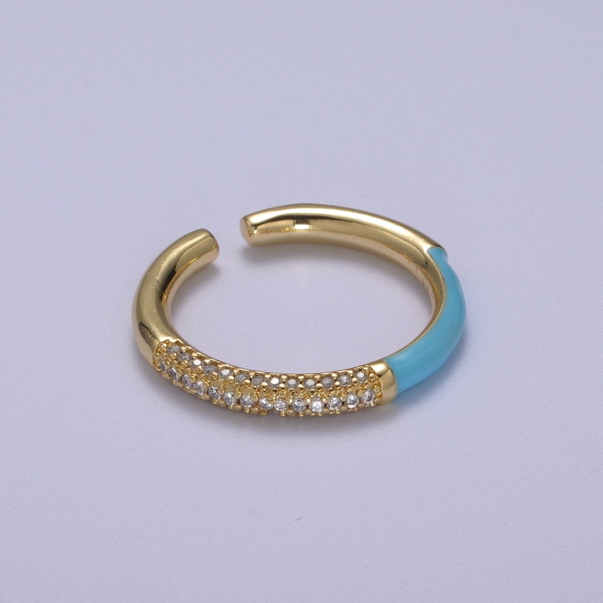 Colorful Enamel Adjustable Ring, 14K Gold Filled CZ Fusion Stacking Ring, Adjustable Ring, Fashion Enamel Jewelry S-170 ~ S-179