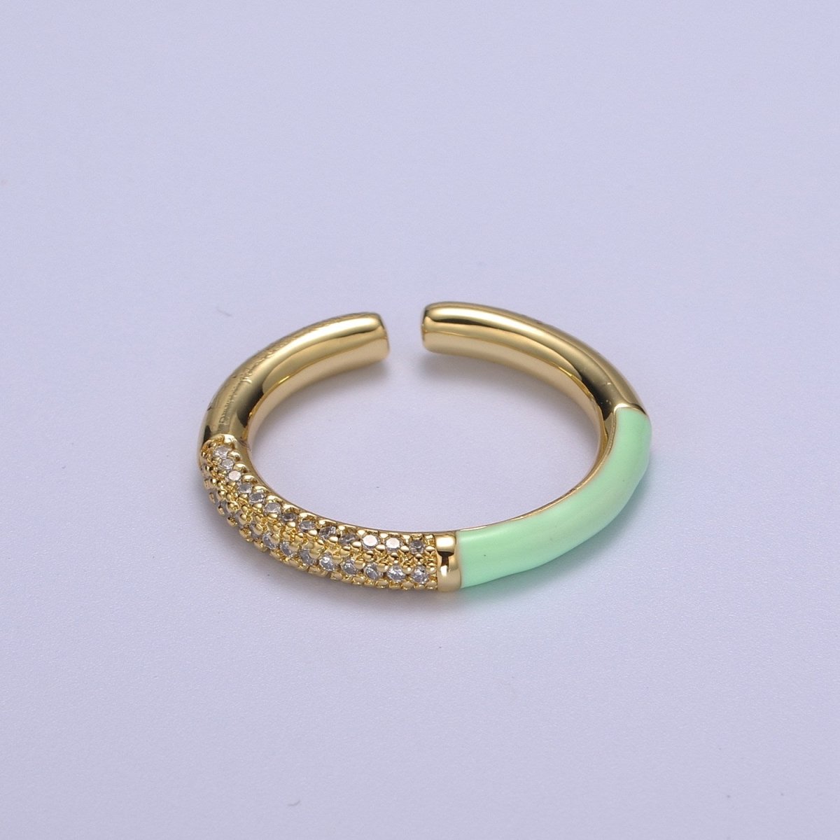 Colorful Enamel Adjustable Ring, 14K Gold Filled CZ Fusion Stacking Ring, Adjustable Ring, Fashion Enamel Jewelry S-170 ~ S-179