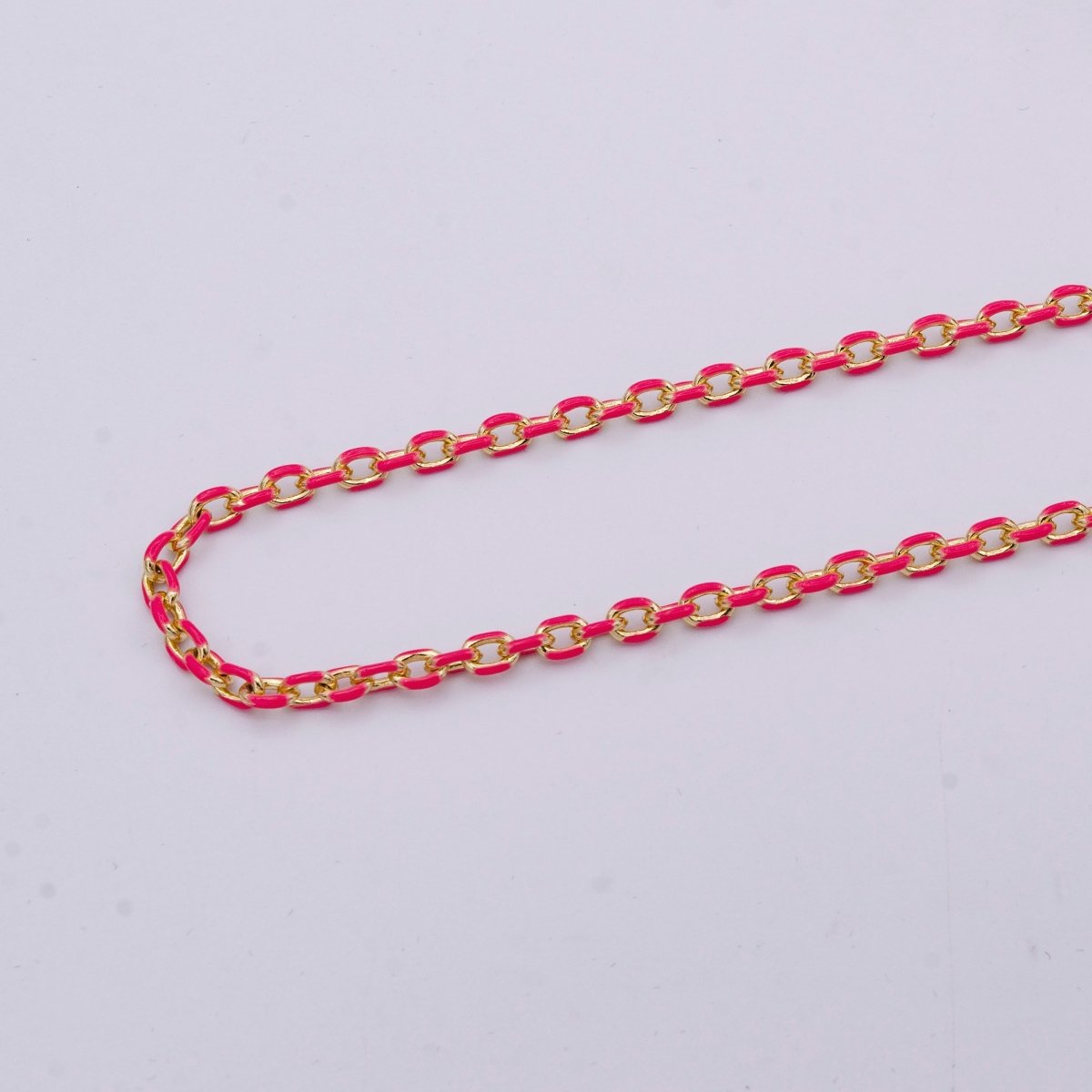 Colorful Enamel Chain 4.5x3.3mm Cable Link Chain, 14K Gold Filled Dainty Chain, Wholesale bulk Chain by Yard | ROLL-1018 To ROLL-1025
