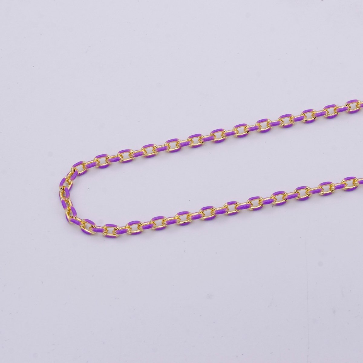 Colorful Enamel Chain 4.5x3.3mm Cable Link Chain, 14K Gold Filled Dainty Chain, Wholesale bulk Chain by Yard | ROLL-1018 To ROLL-1025