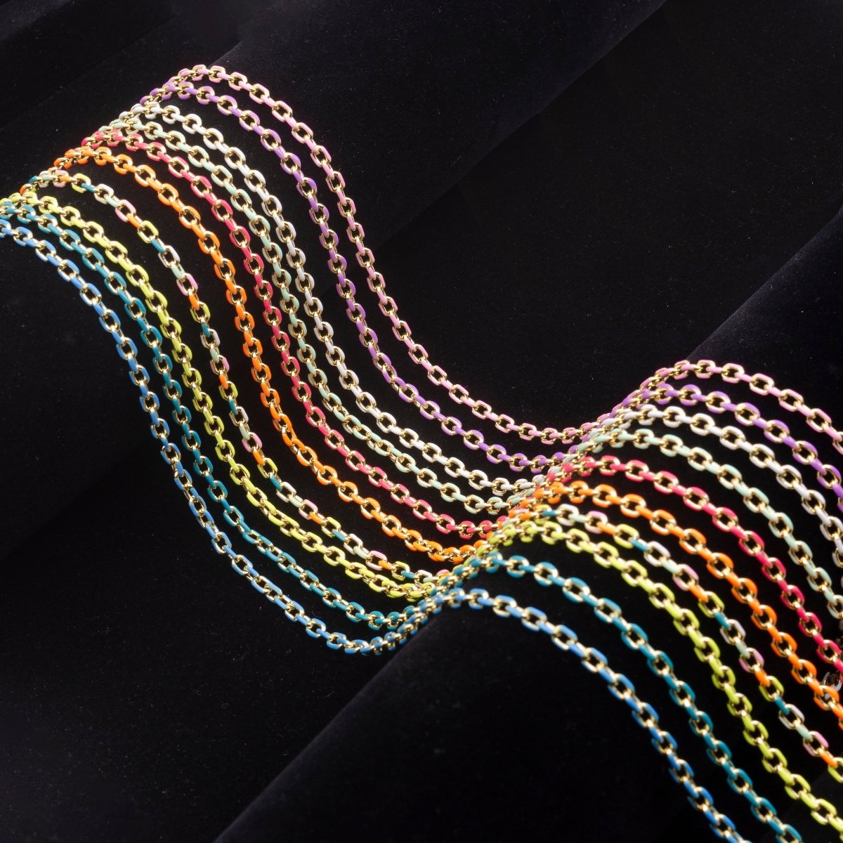 Colorful Enamel Chain 4.5x3.3mm Cable Link Chain, 14K Gold Filled Dainty Chain, Wholesale bulk Chain by Yard | ROLL-1018 To ROLL-1025