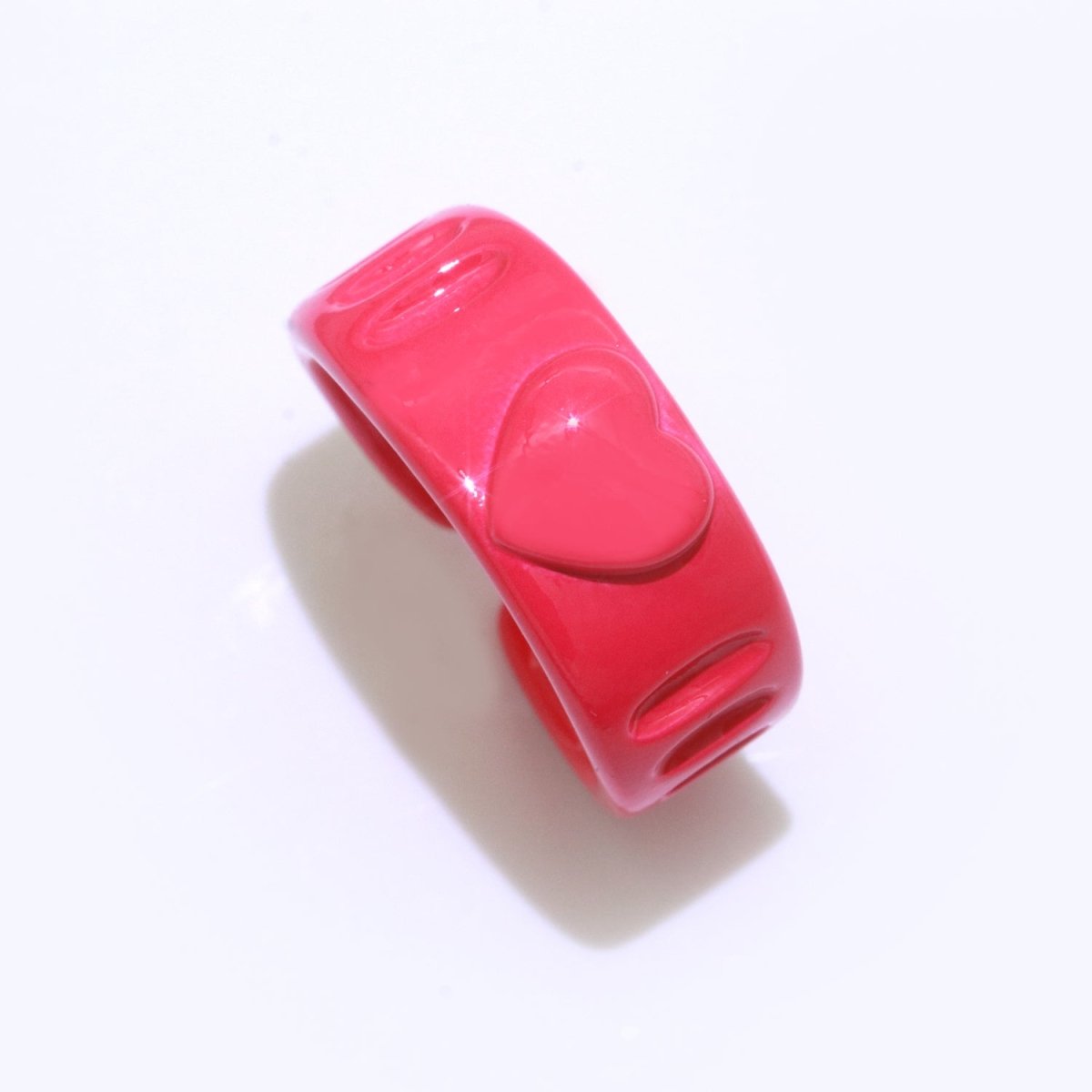 Colorful Resin Enamel Acrylic Ring Chunky Retro Rings Y2k Ring Heart Love Jewelry