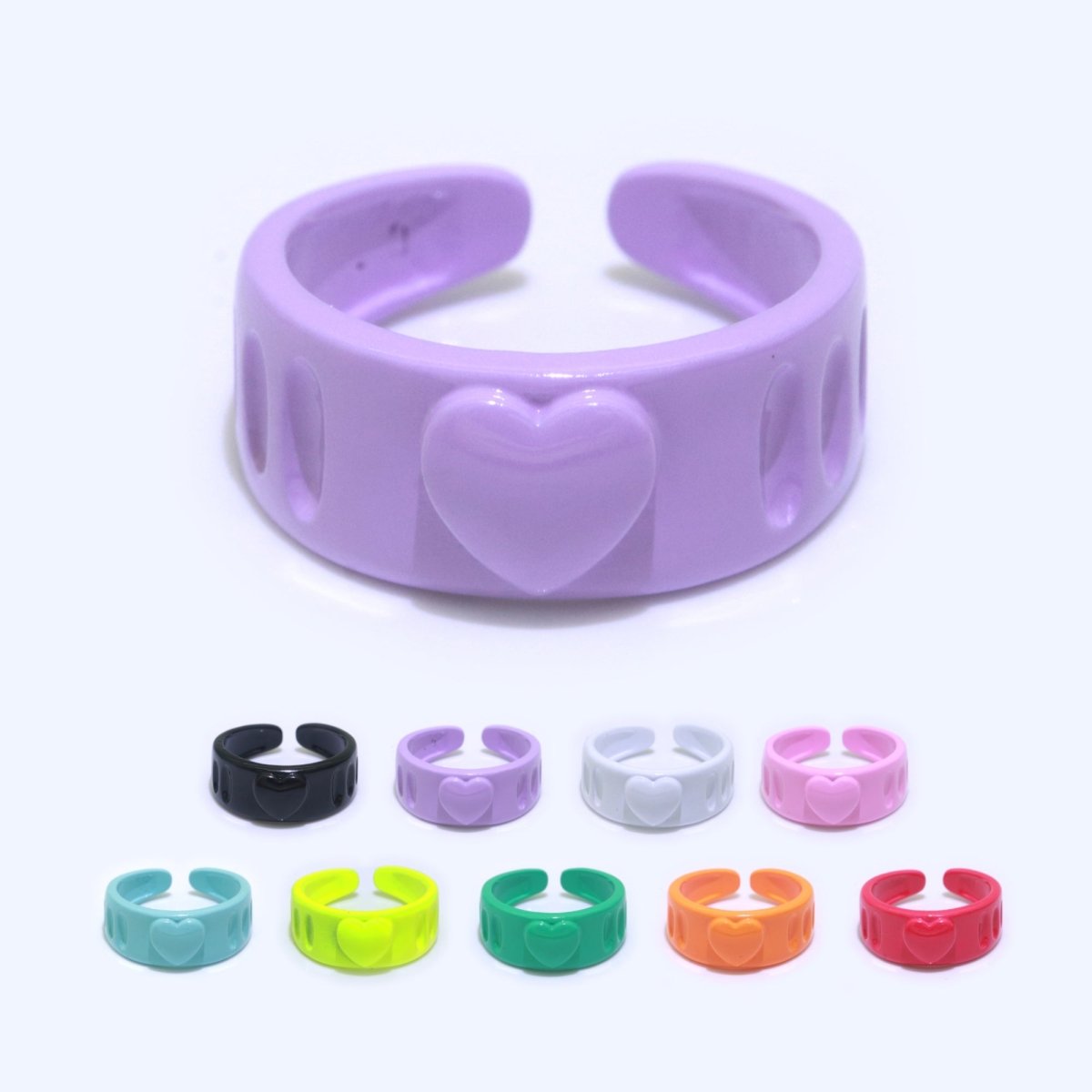 Colorful Resin Enamel Acrylic Ring Chunky Retro Rings Y2k Ring Heart Love Jewelry