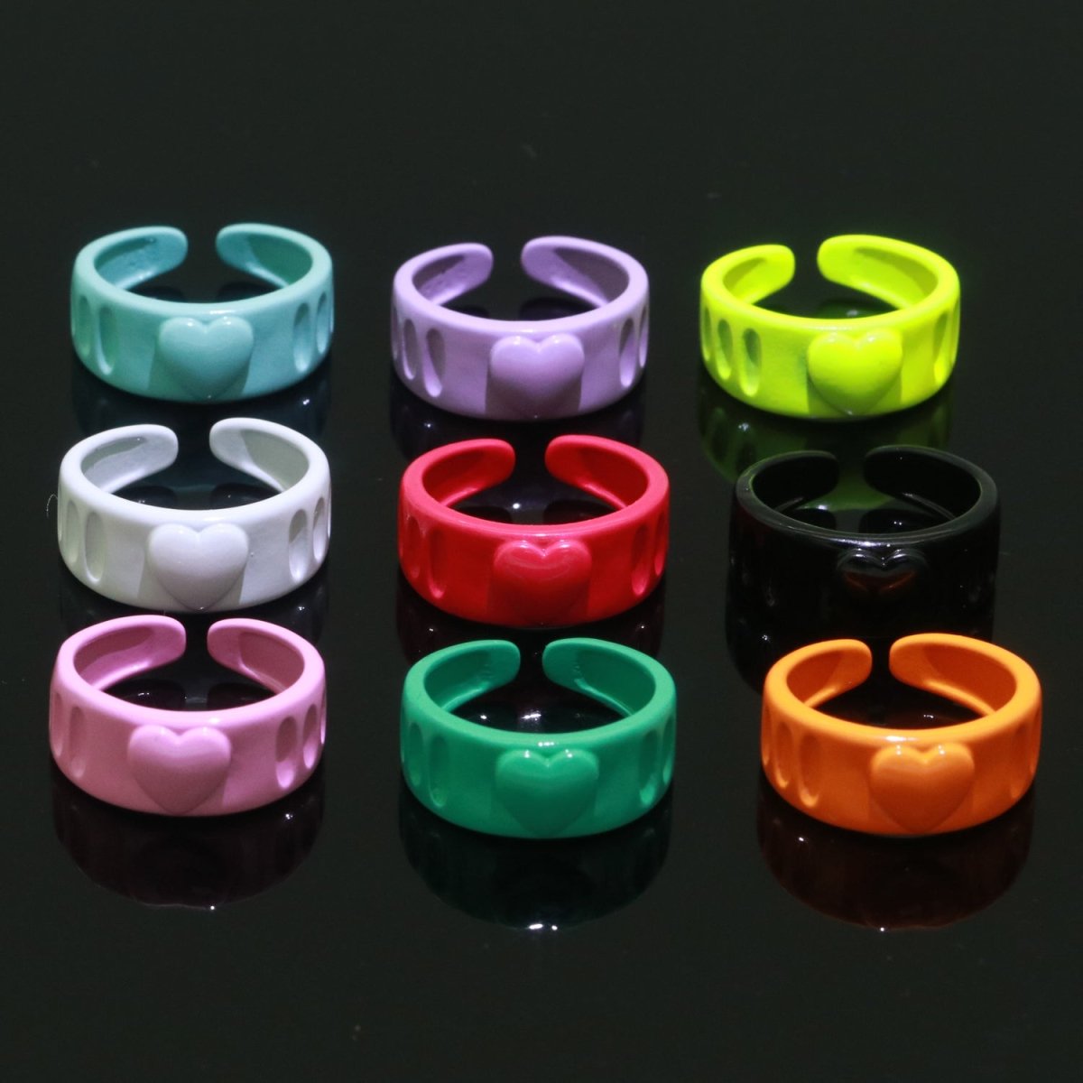Colorful Resin Enamel Acrylic Ring Chunky Retro Rings Y2k Ring Heart Love Jewelry
