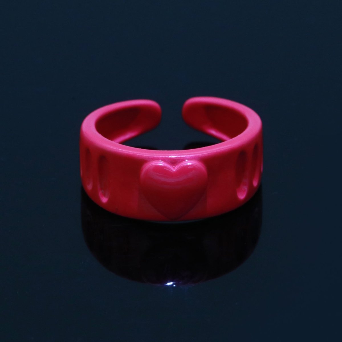 Colorful Resin Enamel Acrylic Ring Chunky Retro Rings Y2k Ring Heart Love Jewelry