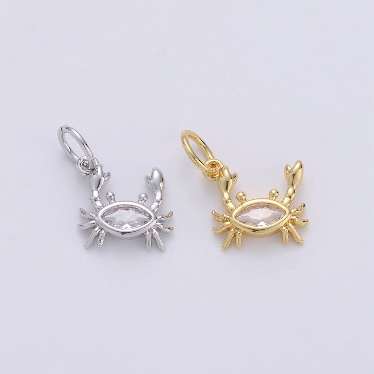 Crab 24K Gold Filled Tiny Charms, Gold Filled Crabby Charm, Gold Beach Charm, Silver Crab charm CZ Under the sea Jewelry Inspired | D-553 D-554