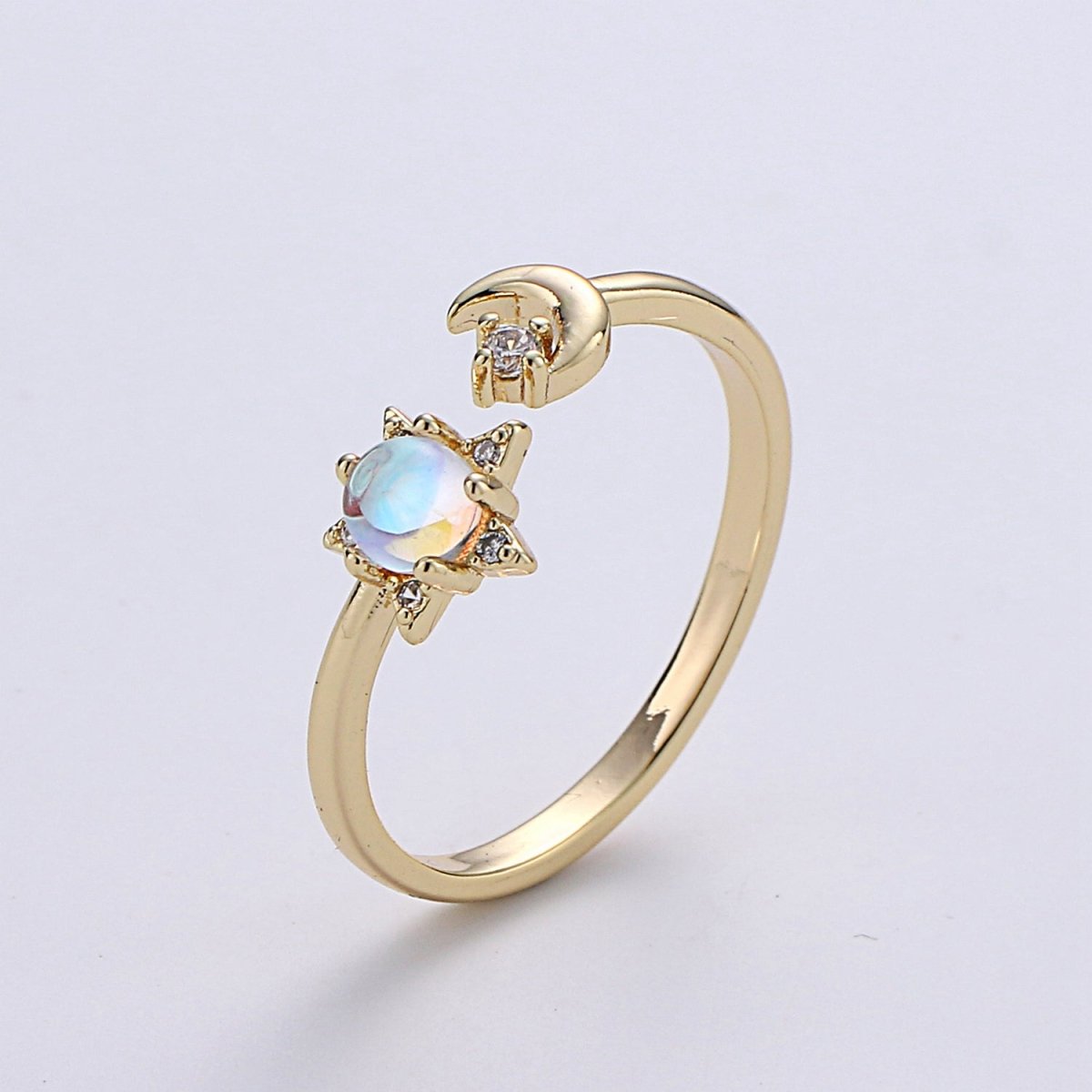 Crescent Moon Ring, Dainty Moon Ring, Adjustable Ring, Minimalist Moon Ring, Minimalist Ring, Gold Open Ring, Celestial Jewelry | R-087