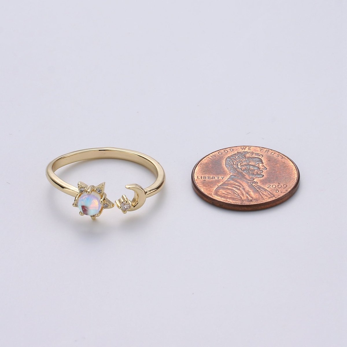 Crescent Moon Ring, Dainty Moon Ring, Adjustable Ring, Minimalist Moon Ring, Minimalist Ring, Gold Open Ring, Celestial Jewelry | R-087