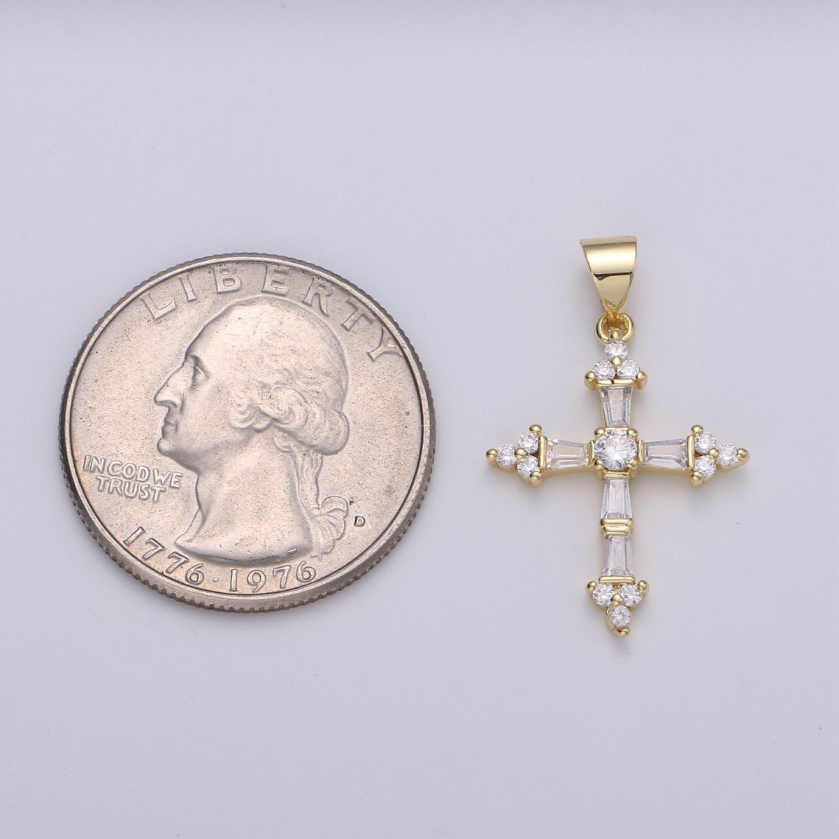 Cubic Cross Pendant, CZ Pendant, Jesus Pendant, Earrings pendant, Bracelet Charm, Necklace Pendant, 14k Gold Filled Jewelry Making N-1320