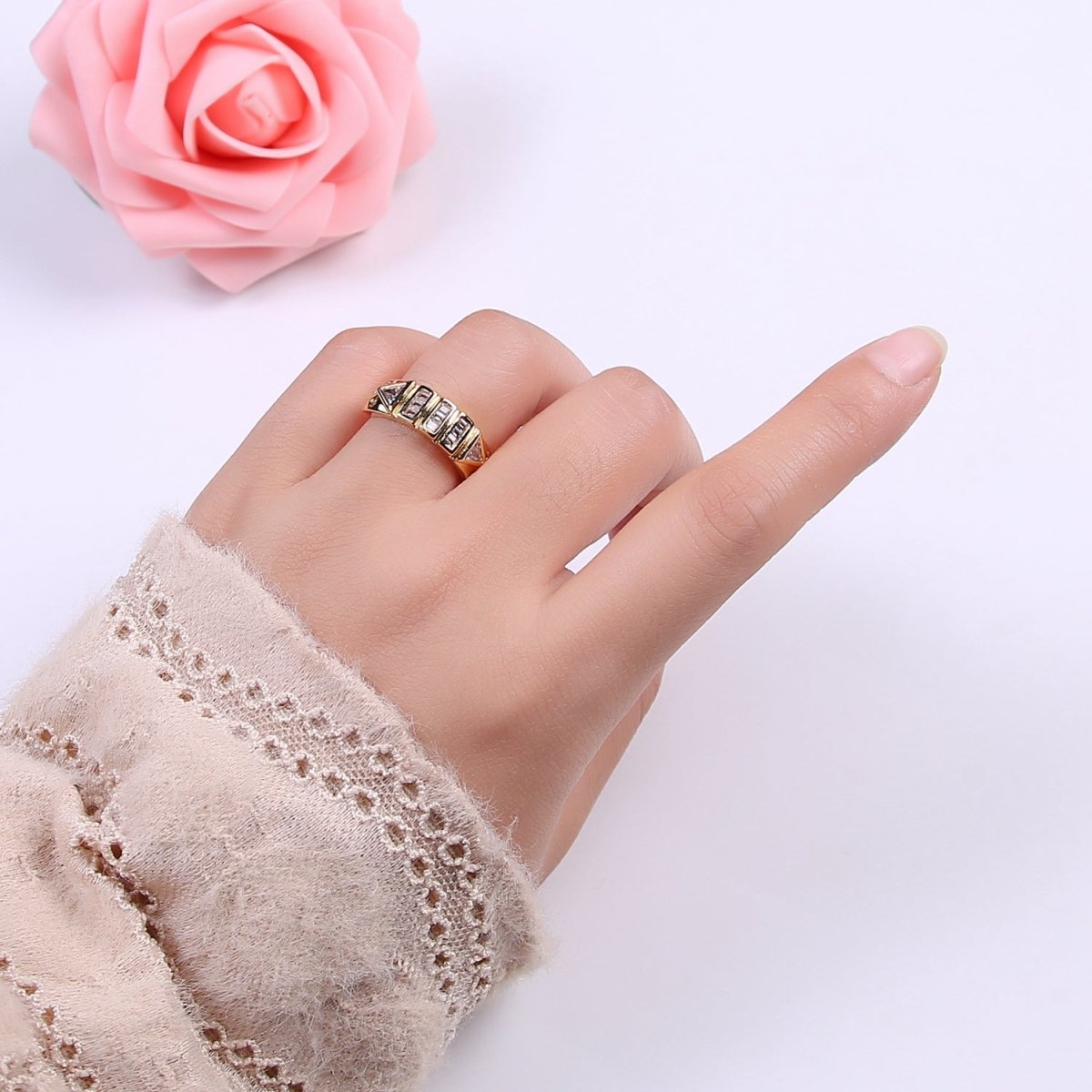 Cubic Cz Ring Adjustable Clear Cubic Zirconia Ring U-315