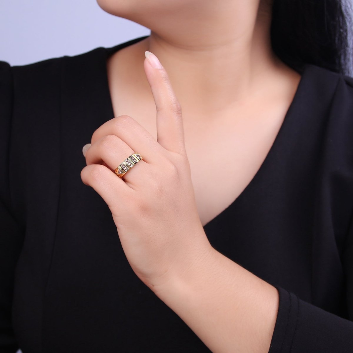 Cubic Cz Ring Adjustable Clear Cubic Zirconia Ring U-315