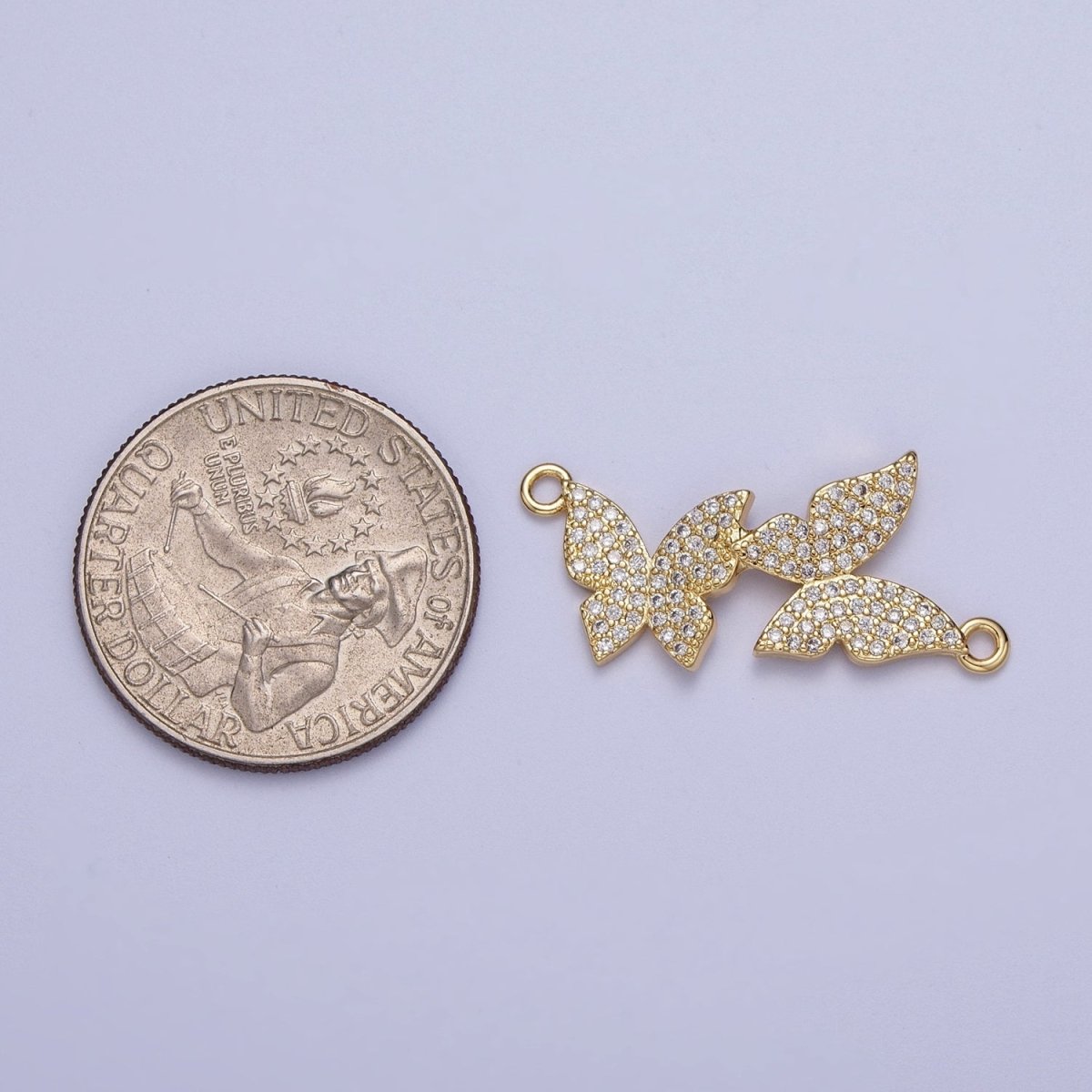 Cubic Gold Butterfly Charms, CZ Pave Butterfly Connector, Dainty Charms, Necklace Charm, Bracelet Charms, Nickel-free G-565