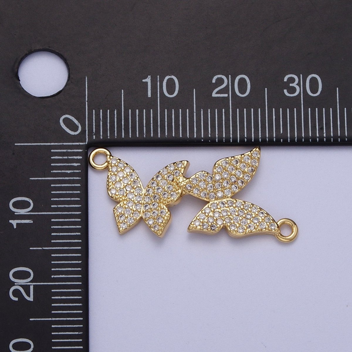 Cubic Gold Butterfly Charms, CZ Pave Butterfly Connector, Dainty Charms, Necklace Charm, Bracelet Charms, Nickel-free G-565