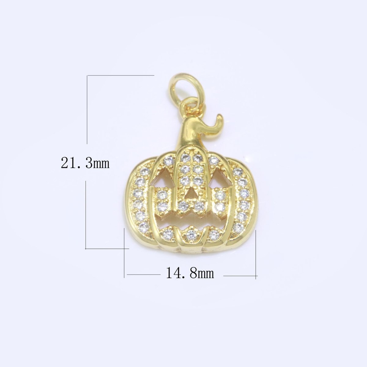 Cubic Gold Filled Jack O Lantern Pumpkin Face Cubic Zirconia Micro Pave Charm Bracelet Necklace Earring Pendant for halloween Jewelry Making M-550