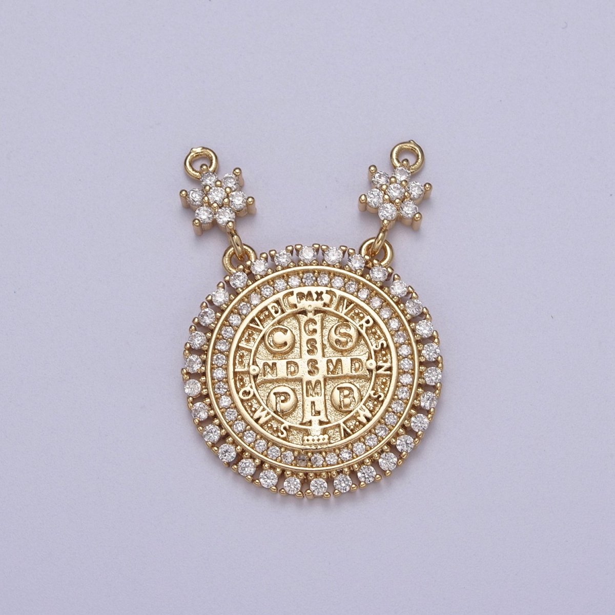 Cubic Gold Saint benedict Cross NDMSD CSPB NURSIA Coin Medallion Pendant for Necklace F-128