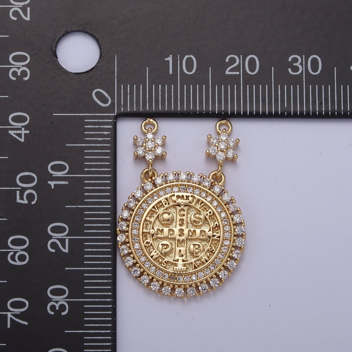 Cubic Gold Saint benedict Cross NDMSD CSPB NURSIA Coin Medallion Pendant for Necklace F-128