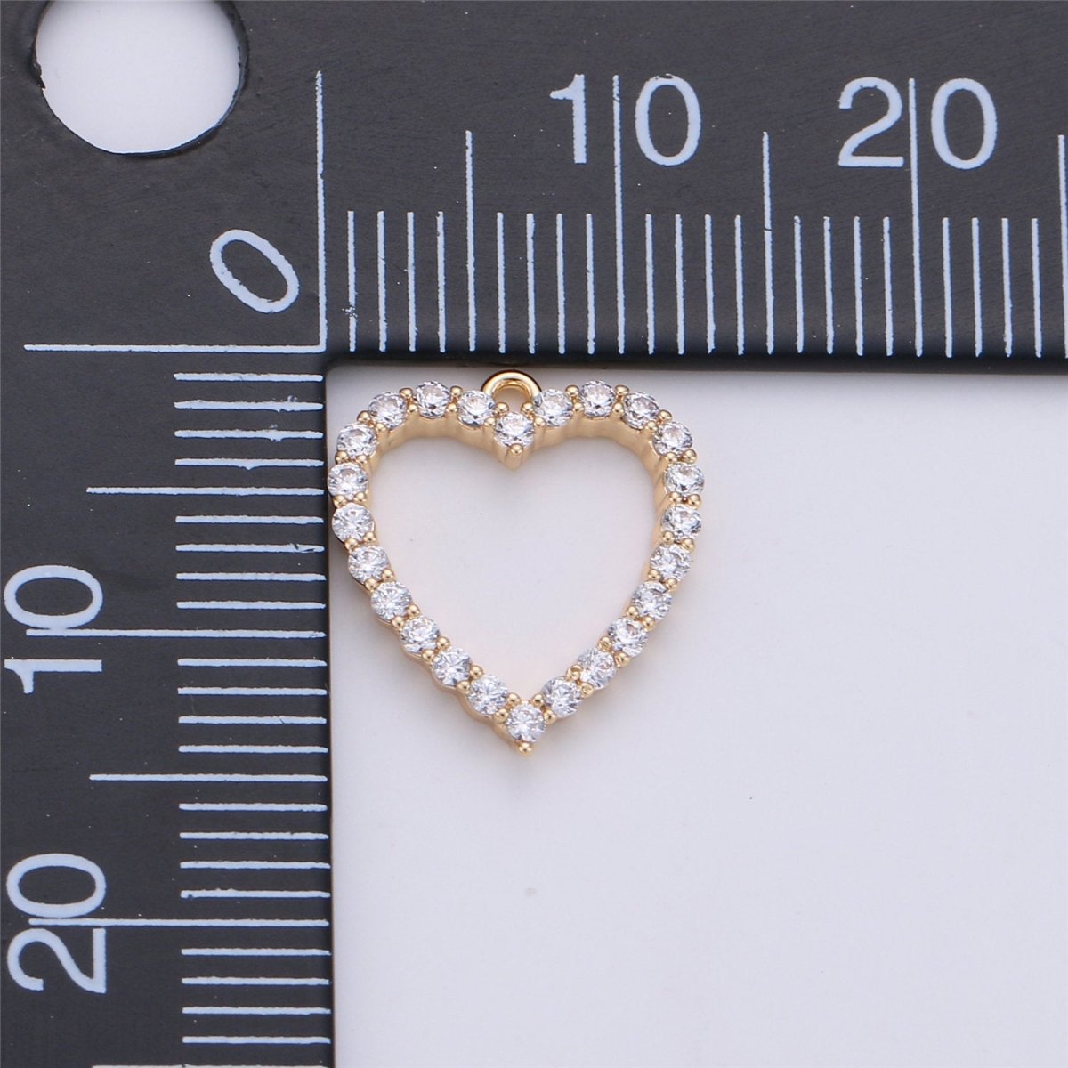 Cubic Heart Charm 15x13mm, 18 gold Filled Charm Cubic zirconia, Micro Pave heart charm, Dainty heart pendant for Earring Necklace Bracelet K-141