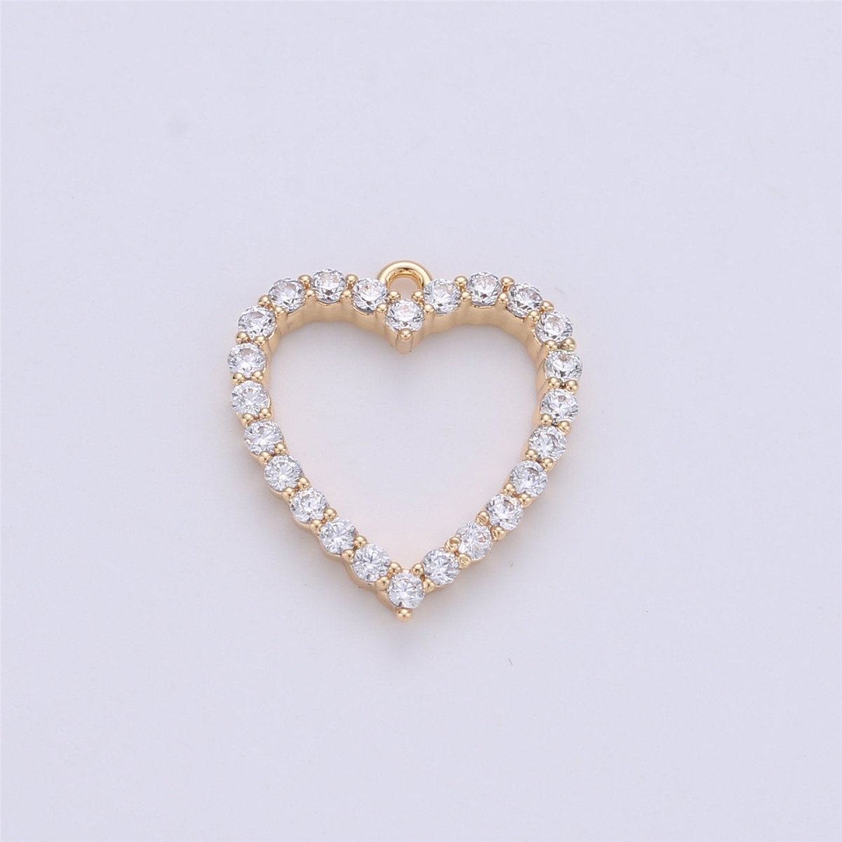 Cubic Heart Charm 15x13mm, 18 gold Filled Charm Cubic zirconia, Micro Pave heart charm, Dainty heart pendant for Earring Necklace Bracelet K-141