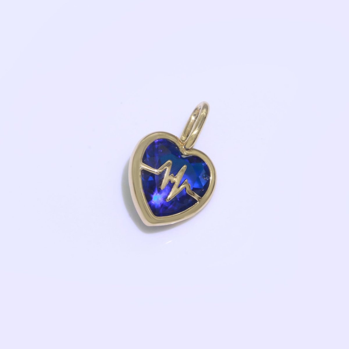 Cubic Heartbeat Charm Gold Heart beat Pendant Rate, Pulse, Nurse, Doctor Gift idea for Bracelet Necklace Earring Component J-905,J-907
