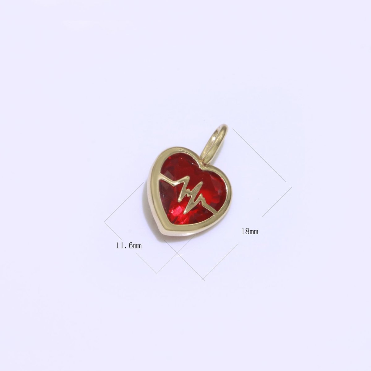 Cubic Heartbeat Charm Gold Heart beat Pendant Rate, Pulse, Nurse, Doctor Gift idea for Bracelet Necklace Earring Component J-905,J-907