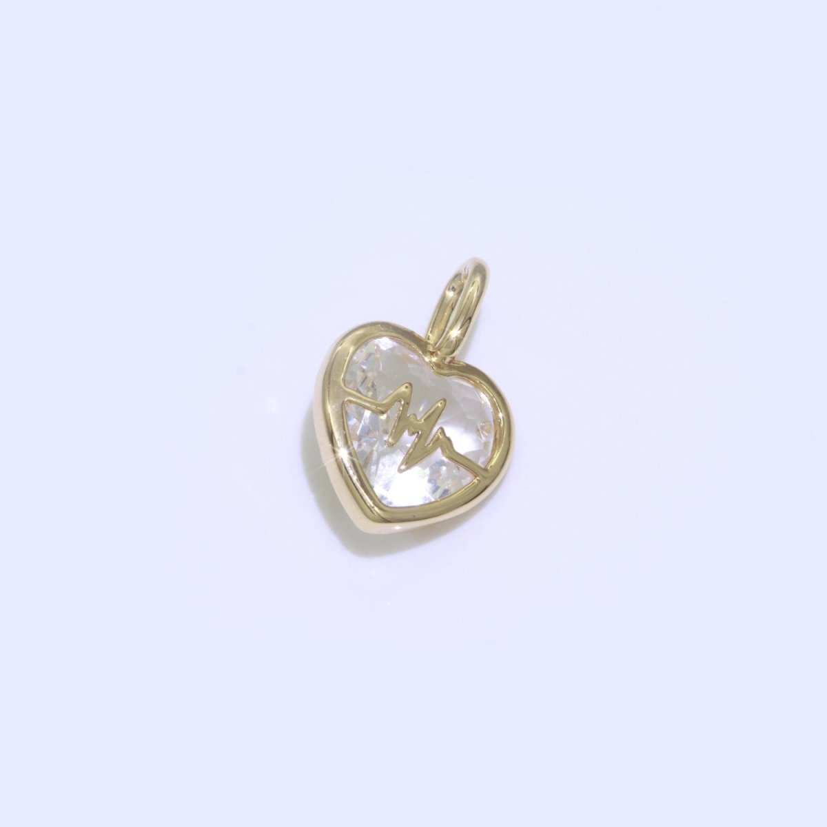 Cubic Heartbeat Charm Gold Heart beat Pendant Rate, Pulse, Nurse, Doctor Gift idea for Bracelet Necklace Earring Component J-905,J-907