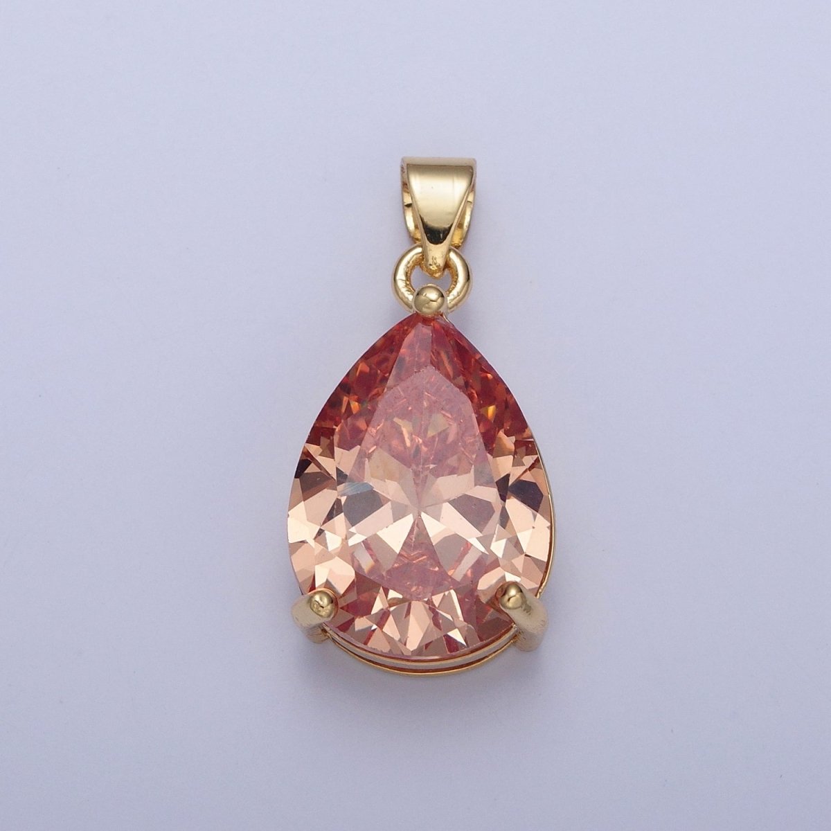 Cubic Zirconia Teardrop Pendant, Large Multicolor CZ For Necklace Making H-316 H-320 H-346 H-369 H-371 H-373