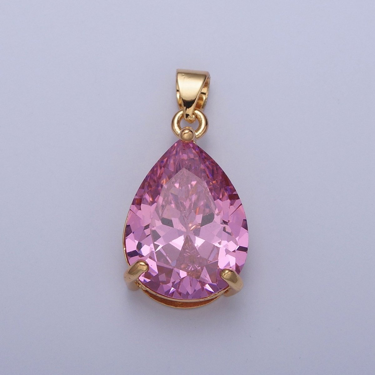 Cubic Zirconia Teardrop Pendant, Large Multicolor CZ For Necklace Making H-316 H-320 H-346 H-369 H-371 H-373