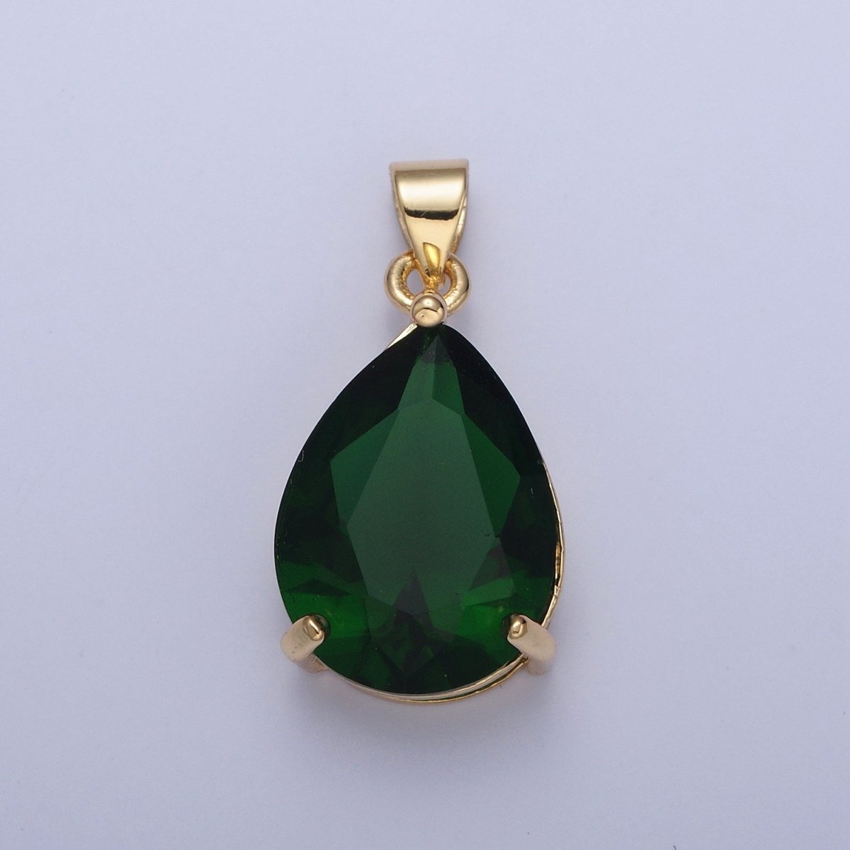 Cubic Zirconia Teardrop Pendant, Large Multicolor CZ For Necklace Making H-316 H-320 H-346 H-369 H-371 H-373