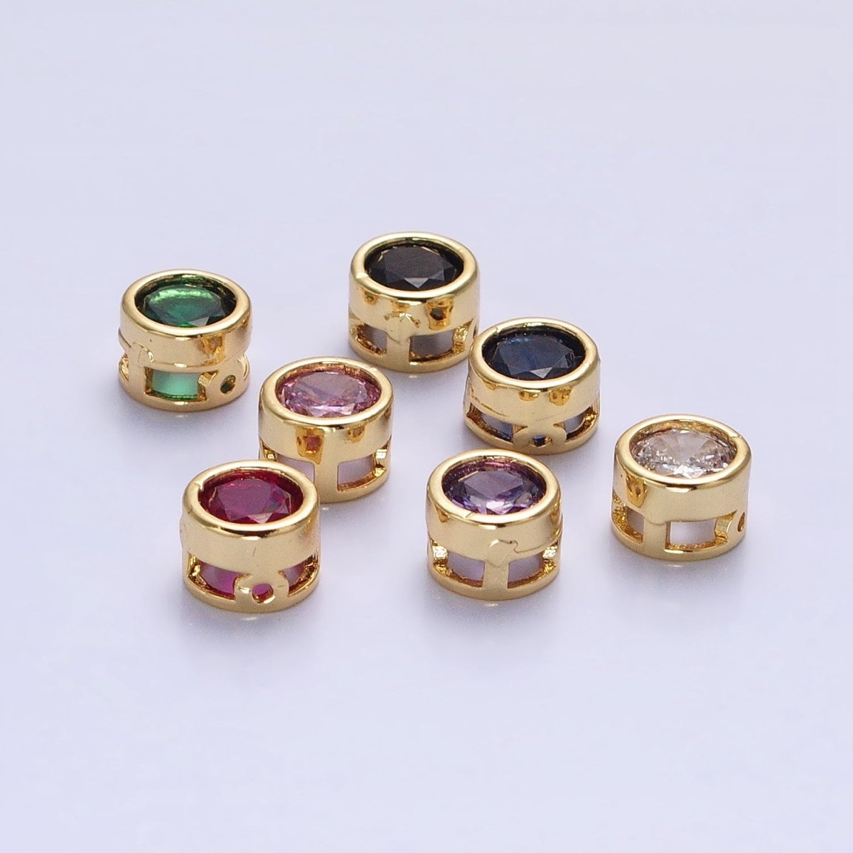 Cubiz Zirconia Round Circle Beads - 7.5mm Small CZ Colorful Geometric Jewelry Gold Beads spacer B-229 B-230 B-236 B-238 B-240 B-245 B-248