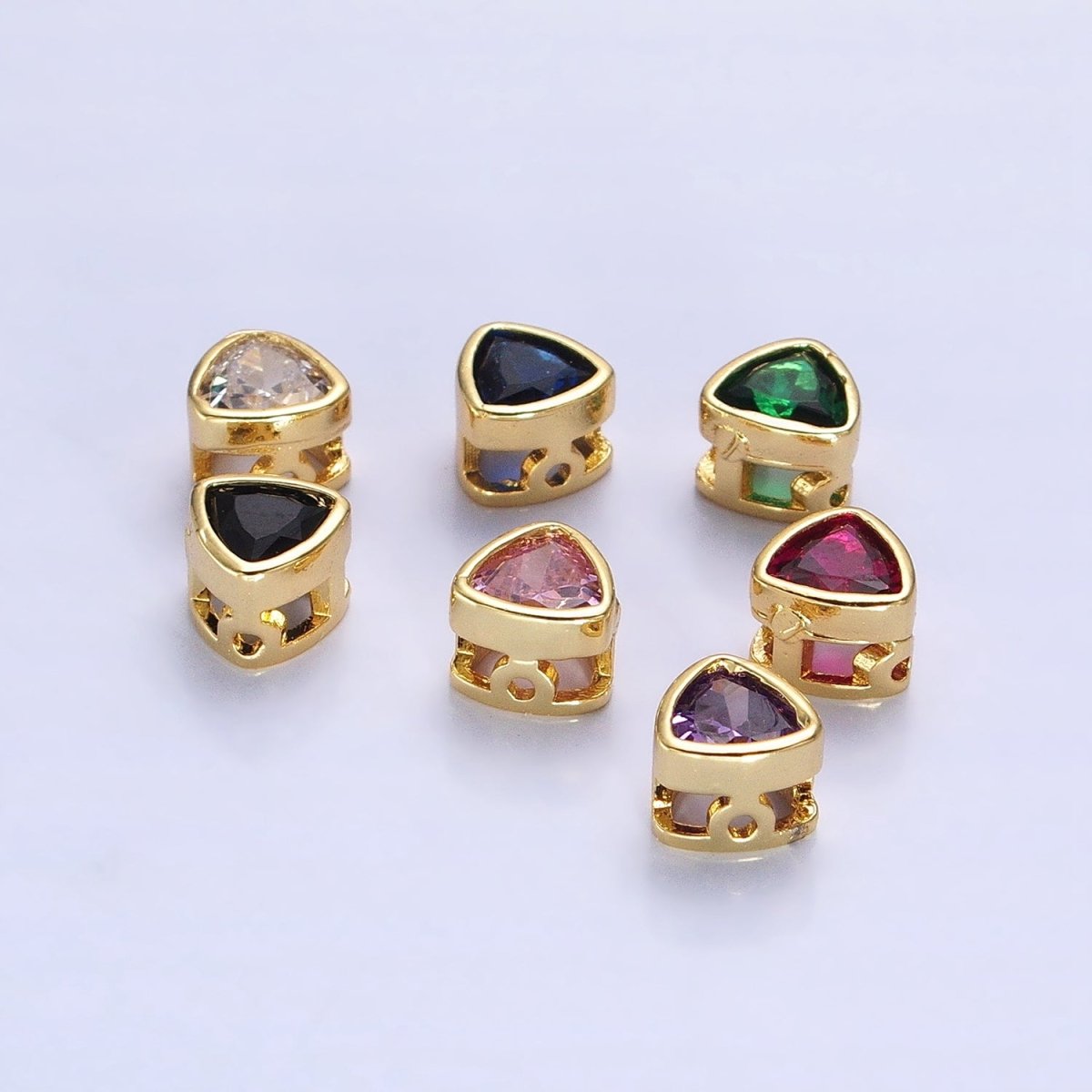 Cubiz Zirconia Triangle Beads - 7mm Small CZ Colorful Geometric Jewelry Gold Beads spacer B-193 B-194 B-197 B-198 B-204 B-211 B-216