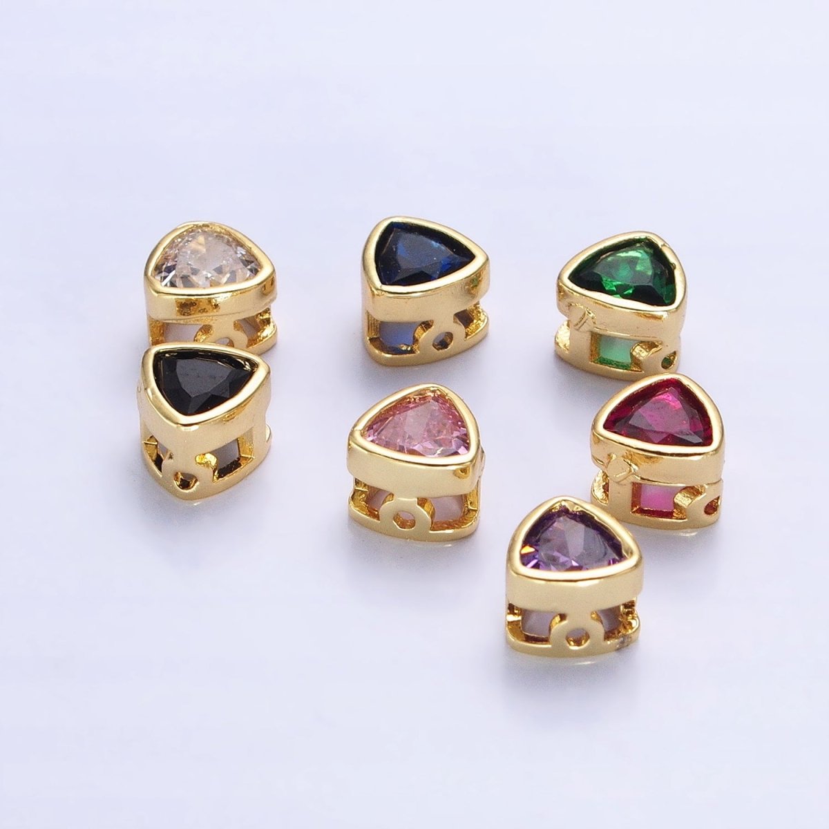 Cubiz Zirconia Triangle Beads - 7mm Small CZ Colorful Geometric Jewelry Gold Beads spacer B-193 B-194 B-197 B-198 B-204 B-211 B-216