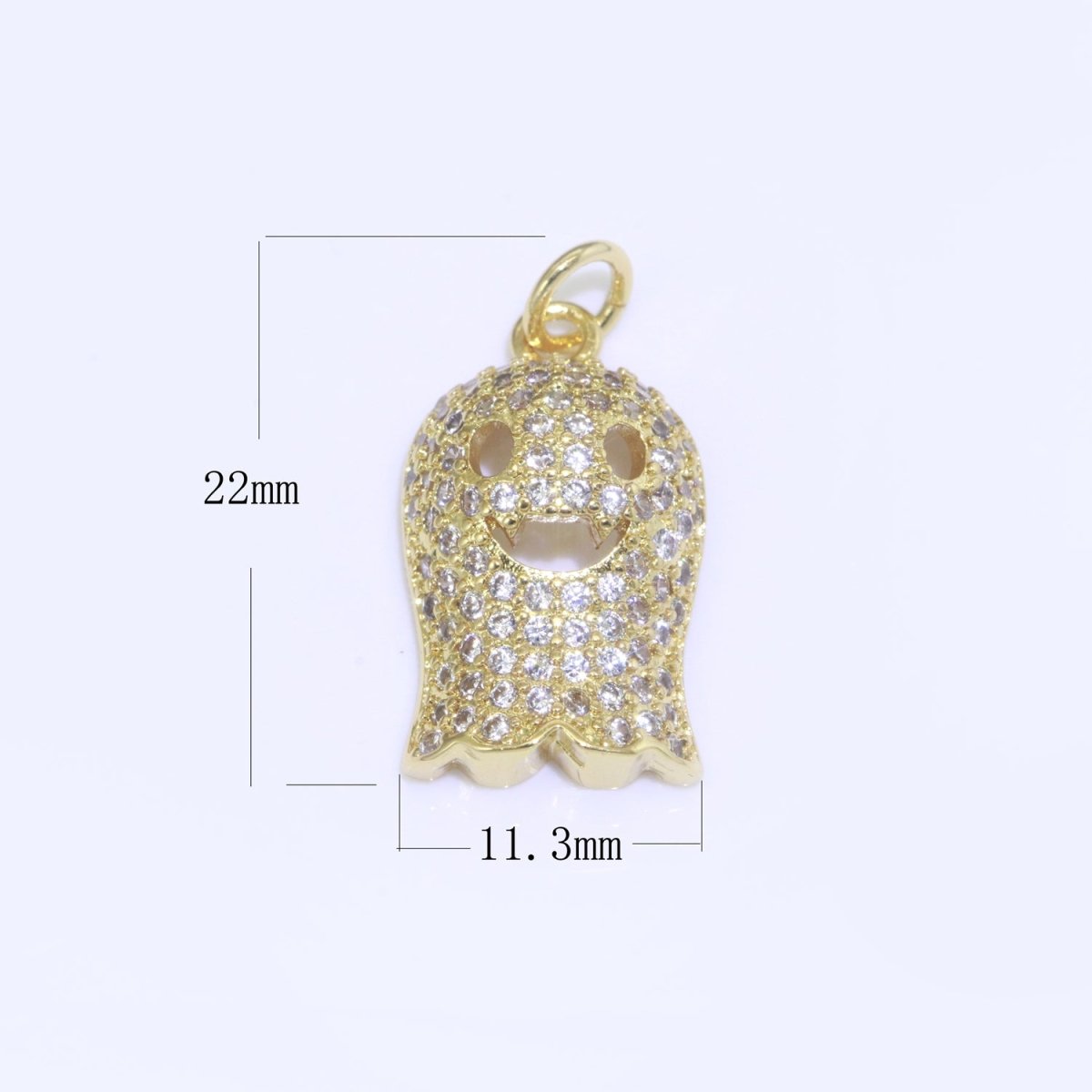 Cute Ghost Charm, Micro Pave Gold Filled Ghost Charm Necklace, Halloween Gift for Necklace Bracelet Earring Jewelry Making Supply M-563