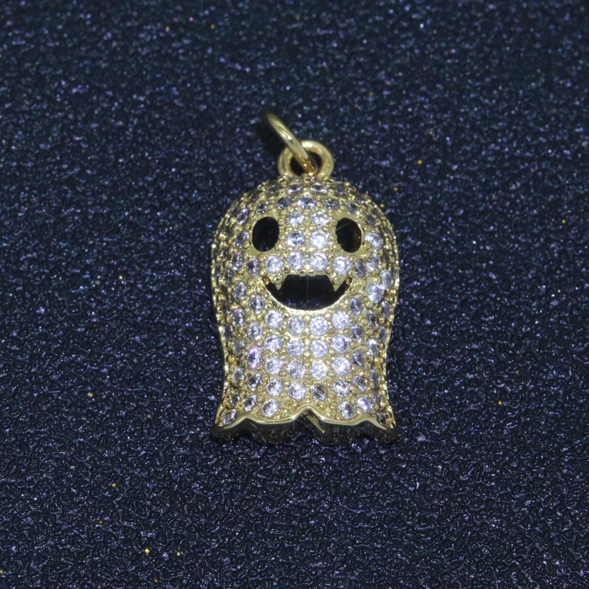 Cute Ghost Charm, Micro Pave Gold Filled Ghost Charm Necklace, Halloween Gift for Necklace Bracelet Earring Jewelry Making Supply M-563